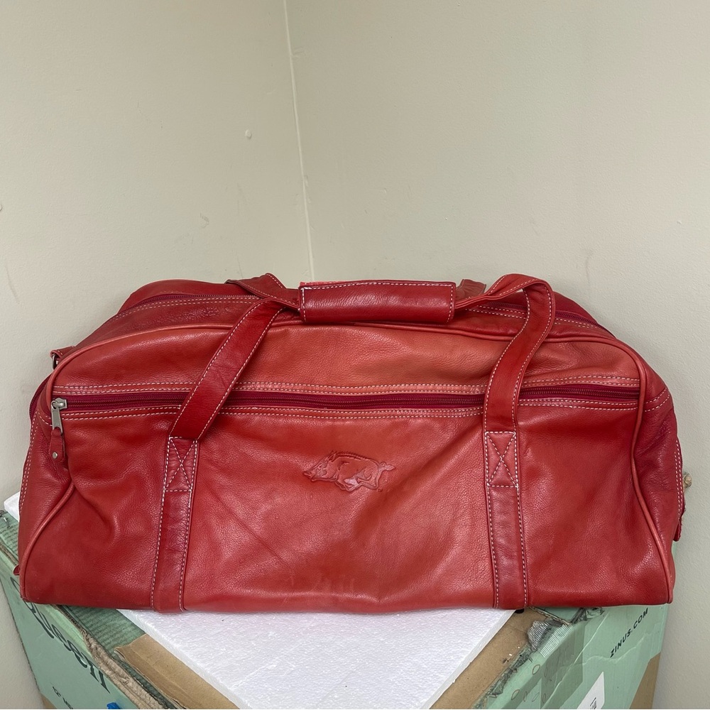Red Leather Travel Bag